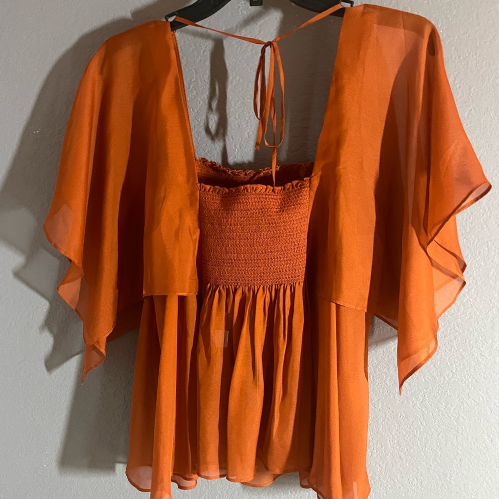 Twelfth Street by Cynthia Vincent Vibrant Orange Blouse
